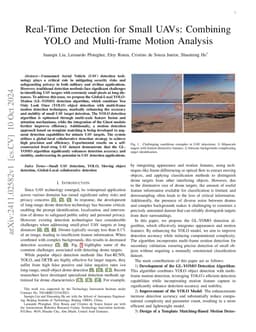 Real-Time Detection for Small UAVs: Combining YOLO and Multi-frame
  Motion Analysis