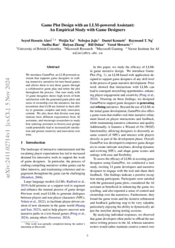 Game Plot Design with an LLM-powered Assistant: An Empirical Study with
  Game Designers