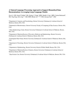 A Natural Language Processing Approach to Support Biomedical Data
  Harmonization: Leveraging Large Language Models