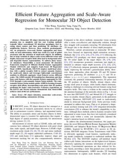 Efficient Feature Aggregation and Scale-Aware Regression for Monocular
  3D Object Detection