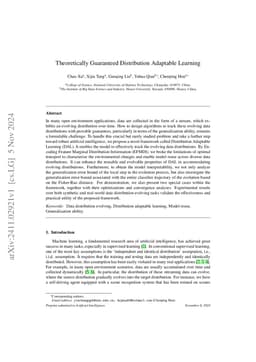 Theoretically Guaranteed Distribution Adaptable Learning