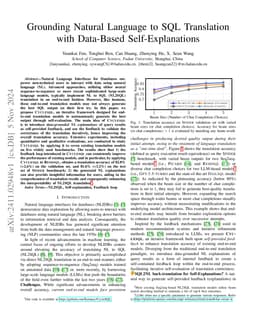 Grounding Natural Language to SQL Translation with Data-Based Self-Explanations