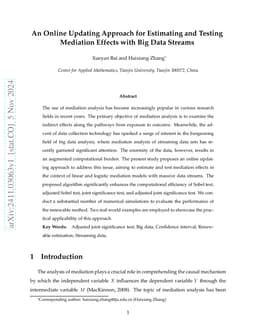 An Online Updating Approach for Estimating and Testing Mediation Effects
  with Big Data Streams