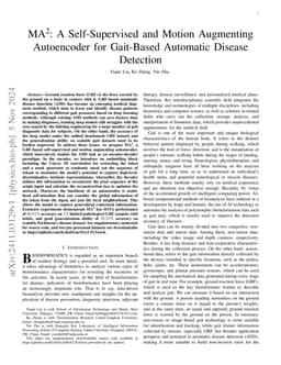 MA^2: A Self-Supervised and Motion Augmenting Autoencoder for Gait-Based
  Automatic Disease Detection