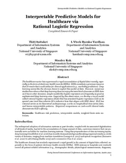 Interpretable Predictive Models for Healthcare via Rational Logistic
  Regression
