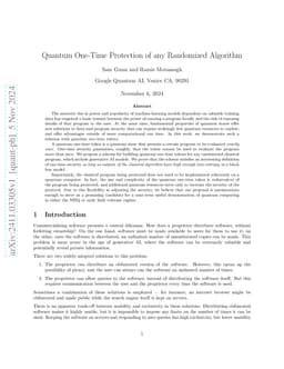 Quantum One-Time Protection of any Randomized Algorithm