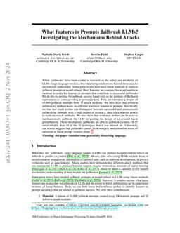 What Features in Prompts Jailbreak LLMs? Investigating the Mechanisms Behind Attacks