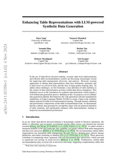 Enhancing Table Representations with LLM-powered Synthetic Data
  Generation