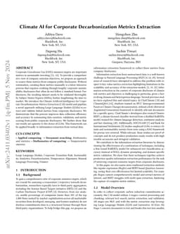 Climate AI for Corporate Decarbonization Metrics Extraction