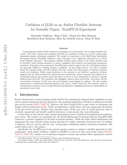 Usefulness of LLMs as an Author Checklist Assistant for Scientific
  Papers: NeurIPS'24 Experiment