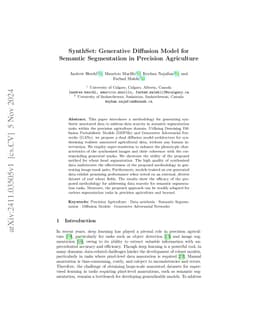 SynthSet: Generative Diffusion Model for Semantic Segmentation in
  Precision Agriculture