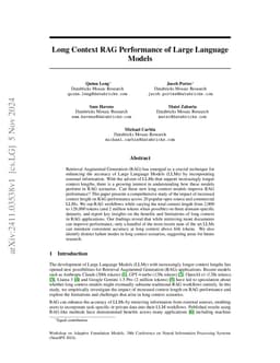 Long Context RAG Performance of Large Language Models