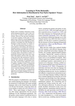 Learning to Write Rationally: How Information Is Distributed in
  Non-Native Speakers' Essays