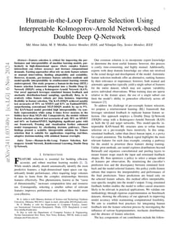 Human-in-the-Loop Feature Selection Using Interpretable
  Kolmogorov-Arnold Network-based Double Deep Q-Network