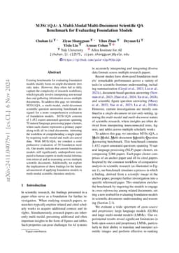 M3SciQA: A Multi-Modal Multi-Document Scientific QA Benchmark for
  Evaluating Foundation Models