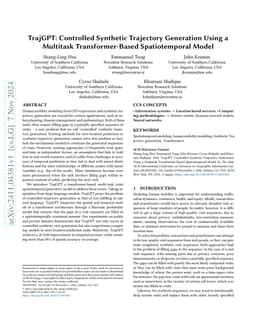 TrajGPT: Controlled Synthetic Trajectory Generation Using a Multitask
  Transformer-Based Spatiotemporal Model