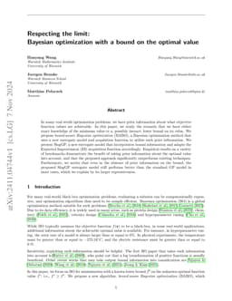 Respecting the limit:Bayesian optimization with a bound on the optimal value