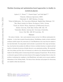 Machine learning and optimization-based approaches to duality in
  statistical physics