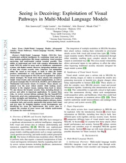 Seeing is Deceiving: Exploitation of Visual Pathways in Multi-Modal
  Language Models