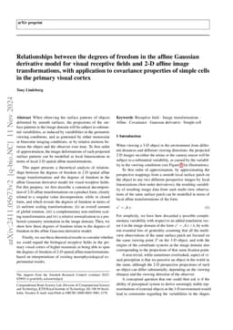 Relationships between the degrees of freedom in the affine Gaussian derivative model for visual receptive fields and 2-D affine image transformations, with application to covariance properties of simple cells in the primary visual cortex