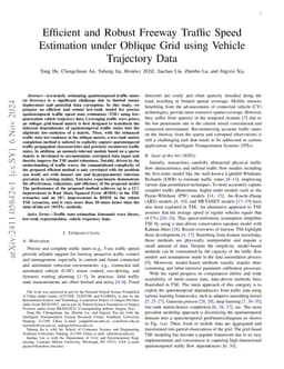 Efficient and Robust Freeway Traffic Speed Estimation under Oblique Grid
  using Vehicle Trajectory Data