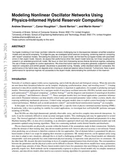 Modeling Nonlinear Oscillator Networks Using Physics-Informed Hybrid Reservoir Computing
