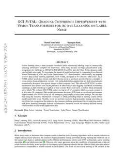 GCI-ViTAL: Gradual Confidence Improvement with Vision Transformers for
  Active Learning on Label Noise
