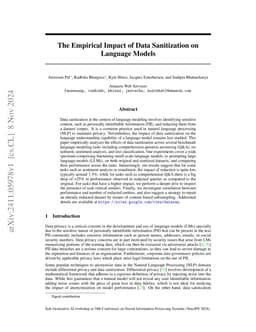 The Empirical Impact of Data Sanitization on Language Models