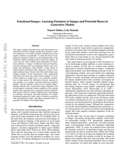 Emotional Images: Assessing Emotions in Images and Potential Biases in
  Generative Models