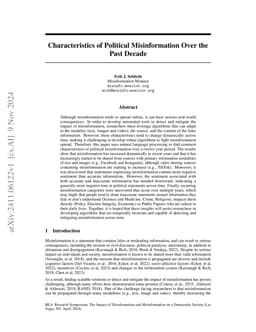 Characteristics of Political Misinformation Over the Past Decade