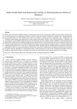Online Parallel Multi-Task Relationship Learning via Alternating
  Direction Method of Multipliers