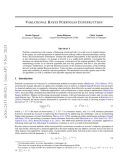 Variational Bayes Portfolio Construction