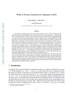 Weak to Strong Learning from Aggregate Labels