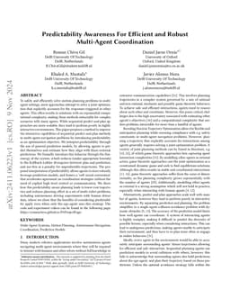 Predictability Awareness for Efficient and Robust Multi-Agent
  Coordination
