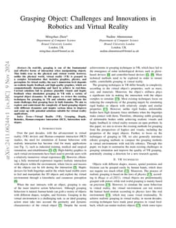 Grasping Object: Challenges and Innovations in Robotics and Virtual
  Reality