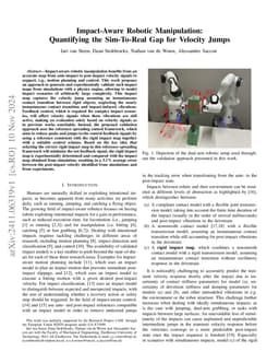 Impact-Aware Robotic Manipulation: Quantifying the Sim-To-Real Gap for
  Velocity Jumps