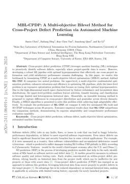 MBL-CPDP: A Multi-objective Bilevel Method for Cross-Project Defect
  Prediction via Automated Machine Learning