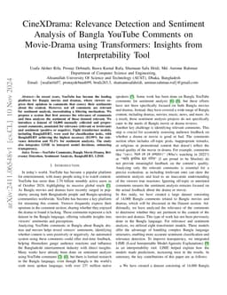 CineXDrama: Relevance Detection and Sentiment Analysis of Bangla YouTube
  Comments on Movie-Drama using Transformers: Insights from Interpretability
  Tool