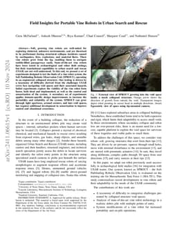 Field Insights for Portable Vine Robots in Urban Search and Rescue
