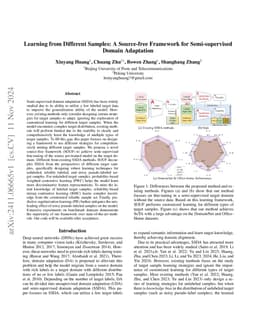 Learning from Different Samples: A Source-free Framework for
  Semi-supervised Domain Adaptation