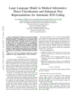 Large Language Model in Medical Informatics: Direct Classification and
  Enhanced Text Representations for Automatic ICD Coding