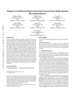 Adaptive Conditional Expert Selection Network for Multi-domain
  Recommendation