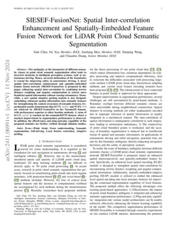 SIESEF-FusionNet: Spatial Inter-correlation Enhancement and
  Spatially-Embedded Feature Fusion Network for LiDAR Point Cloud Semantic
  Segmentation