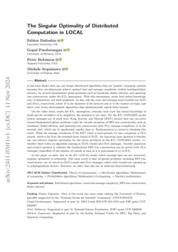 The Singular Optimality of Distributed Computation in LOCAL