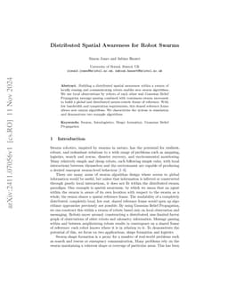 Distributed Spatial Awareness for Robot Swarms
