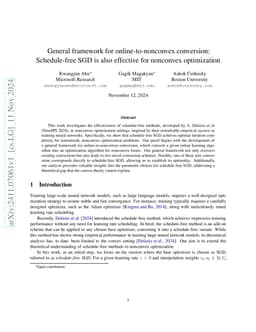 General framework for online-to-nonconvex conversion: Schedule-free SGD
  is also effective for nonconvex optimization