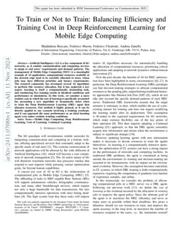 To Train or Not to Train: Balancing Efficiency and Training Cost in Deep
  Reinforcement Learning for Mobile Edge Computing
