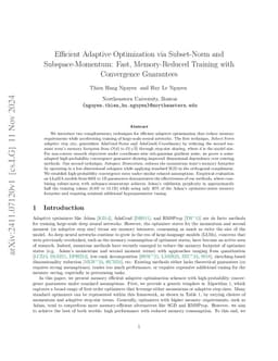 Efficient Adaptive Optimization via Subset-Norm and Subspace-Momentum:
  Fast, Memory-Reduced Training with Convergence Guarantees