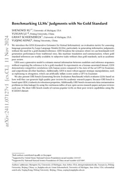 Benchmarking LLMs' Judgments with No Gold Standard