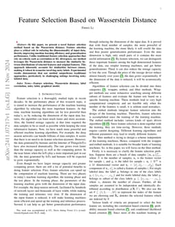 Feature Selection Based on Wasserstein Distance